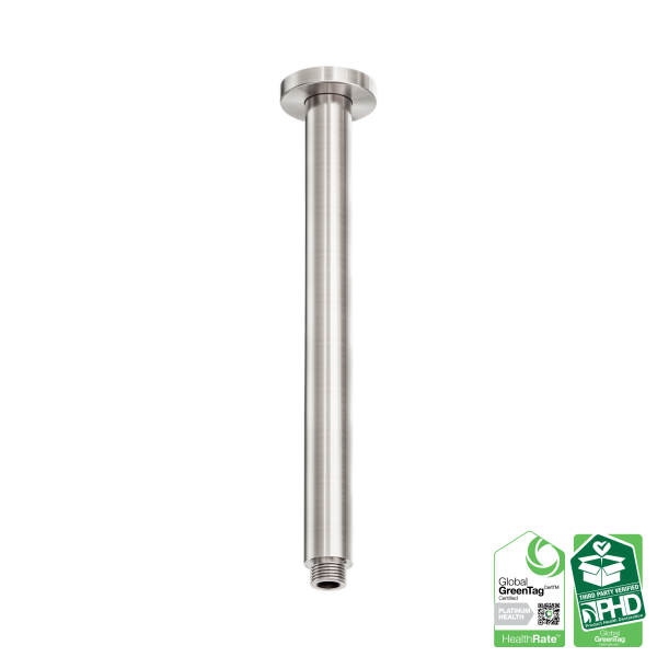 Nero Zen SS316L Round Ceiling Arm 300mm Length Brushed Nickel - NR510BN