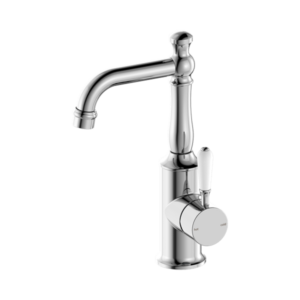 Nero York Basin Mixer With White Porcelain Lever Chrome - NR69210101CH