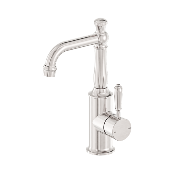 Nero York Basin Mixer With Metal Lever Brushed Nickel - NR69210102BN