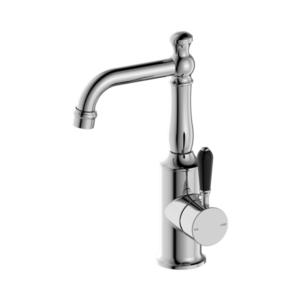 Nero York Basin Mixer With Black Porcelain Lever Chrome - NR69210103CH