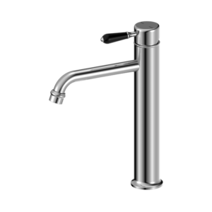 Nero York Straight Tall Basin Mixer With Black Porcelain Lever Chrome - NR692101a03CH
