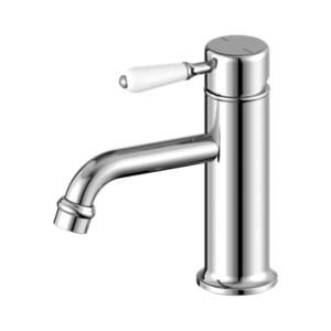 Nero York Straight Basin Mixer With White Porcelain Lever Chrome - NR692101b01CH
