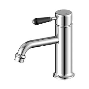 Nero York Straight Basin Mixer With Black Porcelain Lever Chrome - NR692101b03CH