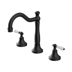 Nero York Basin Set With White Porcelain Lever Matte Black - NR692102a01MB