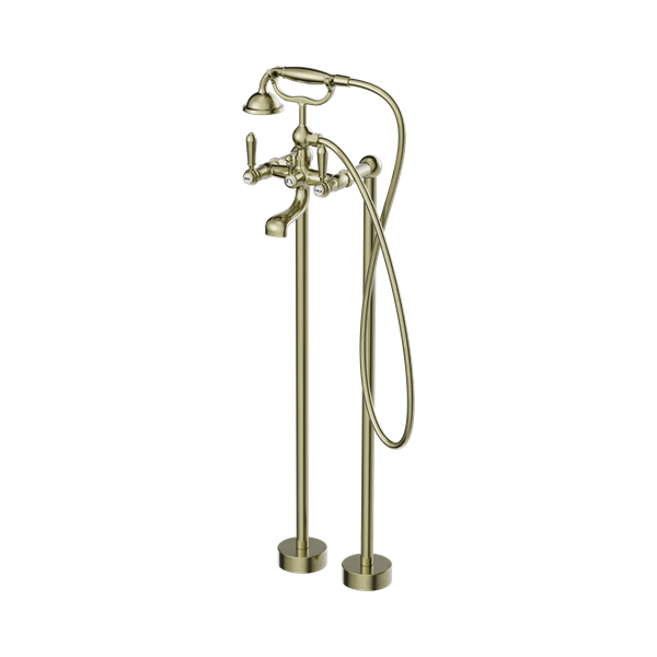 Nero York Freestanding Bath Set With Metal Hand Shower Aged Brass - NR692103a02AB