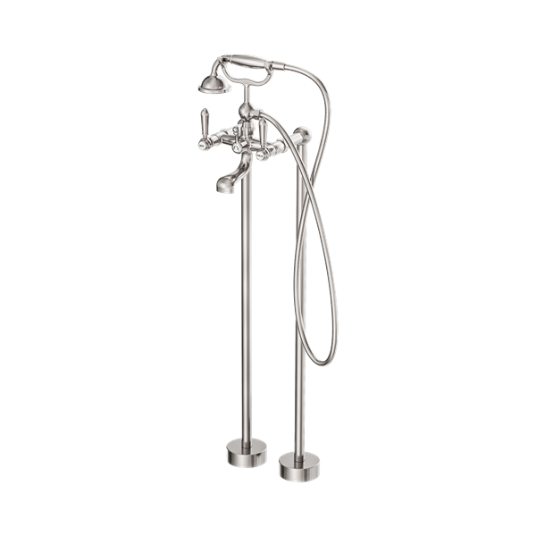 Nero York Freestanding Bath Set With Metal Hand Shower Brushed Nickel - NR692103a02BN