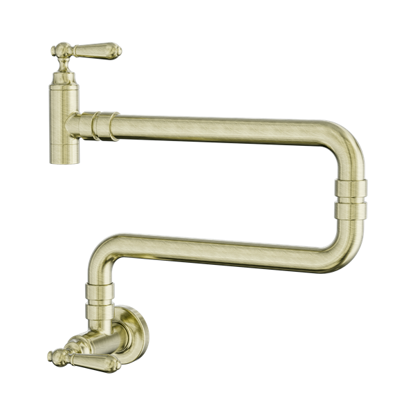 Nero York Wall Mounted Pot Filler Aged Brass - NR692103cAB