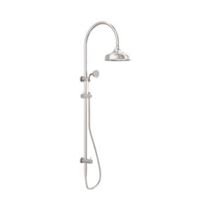 Nero York Twin Shower With White Porcelain Hand Shower Brushed Nickel - NR69210501BN