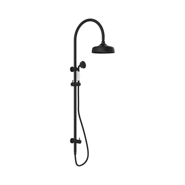 Nero York Twin Shower With White Porcelain Hand Shower Matte Black - NR69210501MB