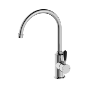 Nero York Kitchen Mixer Gooseneck Spout With Black Porcelain Lever Chrome - NR69210603CH
