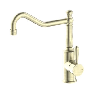 Nero York Kitchen Mixer Hook Spout With Metal Lever Aged Brass - NR69210702AB