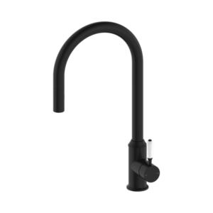 Nero York Pull Out Sink Mixer With Vegie Spray Function With White Porcelain Lever Matte Black - NR69210801MB