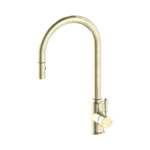 Nero York Pull Out Sink Mixer With Vegie Spray Function With Metal Lever Aged Brass - NR69210802AB