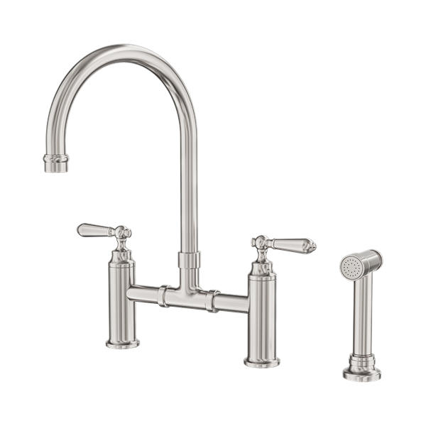 Nero York Bridge Kitchen Set With Hand Spray Brushed Nickel - NR692108aBN