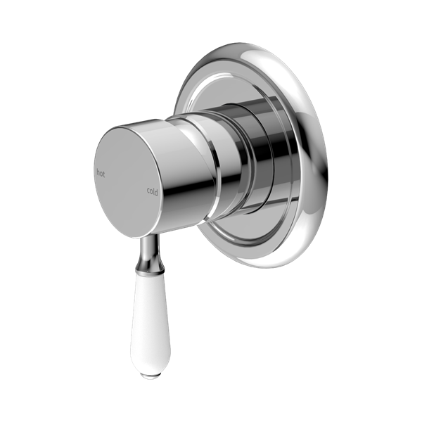 Nero York Shower Mixer With White Porcelain Lever Chrome - NR69210901CH