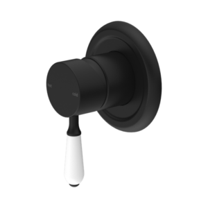 Nero York Shower Mixer With White Porcelain Lever Matte Black - NR69210901MB