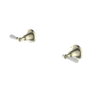 Nero York Wall Top Assemblies With White Porcelain Lever Aged Brass - NR692109b01AB