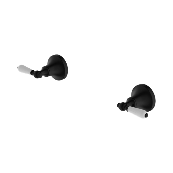 Nero York Wall Top Assemblies With White Porcelain Lever Matte Black - NR692109b01MB