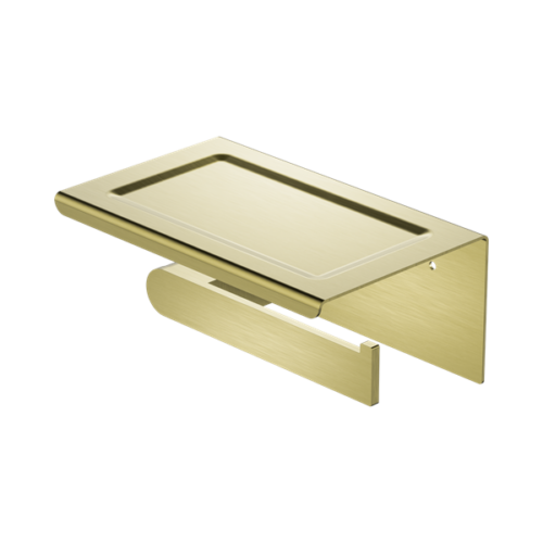 Nero Bianca Toilet Roll Holder With Phone Holder Brushed Gold - NR9086aBG
