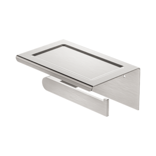 Nero Bianca Toilet Roll Holder With Phone Holder Brushed Nickel - NR9086aBN