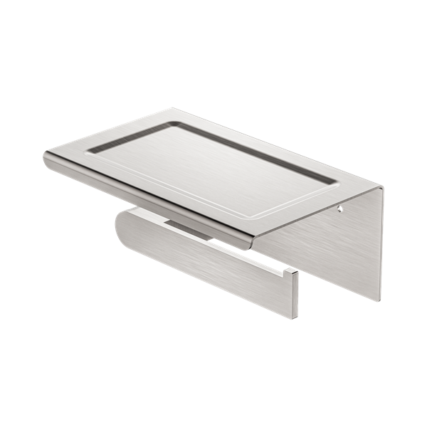 Nero Bianca Toilet Roll Holder With Phone Holder Brushed Nickel - NR9086aBN