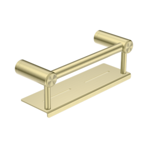 Nero Mecca Care 25mm Grab Rail With Shelf 300mm Brushed Gold - NRCR2512CBG