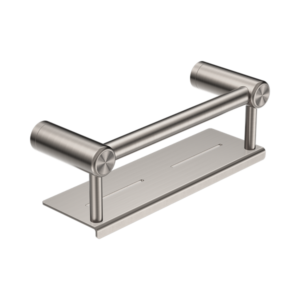 Nero Mecca Care 25mm Grab Rail With Shelf 300mm Brushed Nickel - NRCR2512CBN