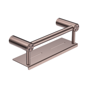 Nero Mecca Care 25mm Grab Rail With Shelf 300mm Brushed Bronze - NRCR2512CBZ