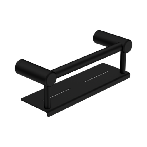 Nero Mecca Care 25mm Grab Rail With Shelf 300mm Matte Black - NRCR2512CMB