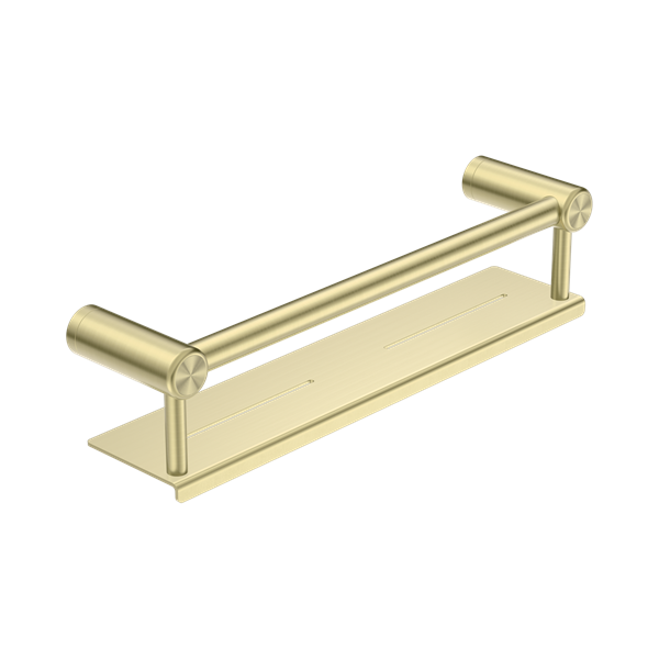 Nero Mecca Care 25mm Grab Rail With Shelf 450mm Brushed Gold - NRCR2518CBG
