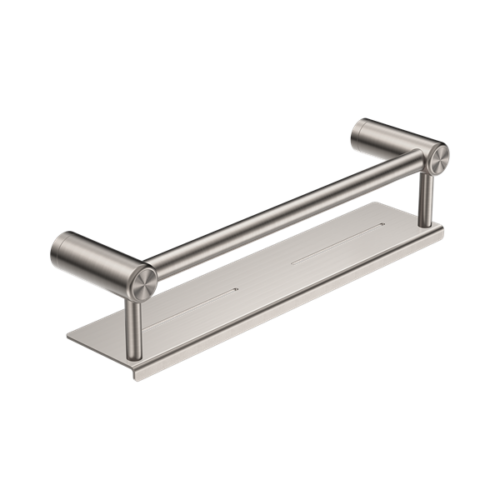 Nero Mecca Care 25mm Grab Rail With Shelf 450mm Brushed Nickel - NRCR2518CBN