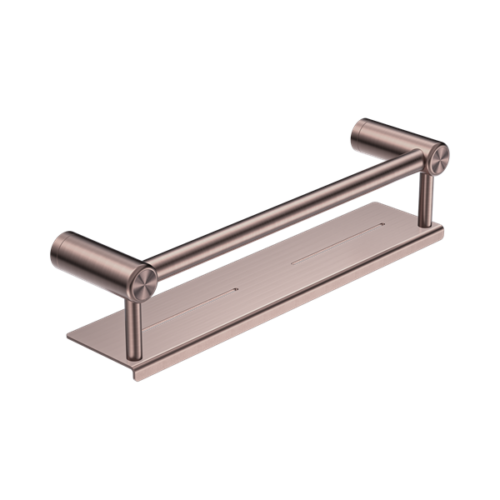 Nero Mecca Care 25mm Grab Rail With Shelf 450mm Brushed Bronze - NRCR2518CBZ