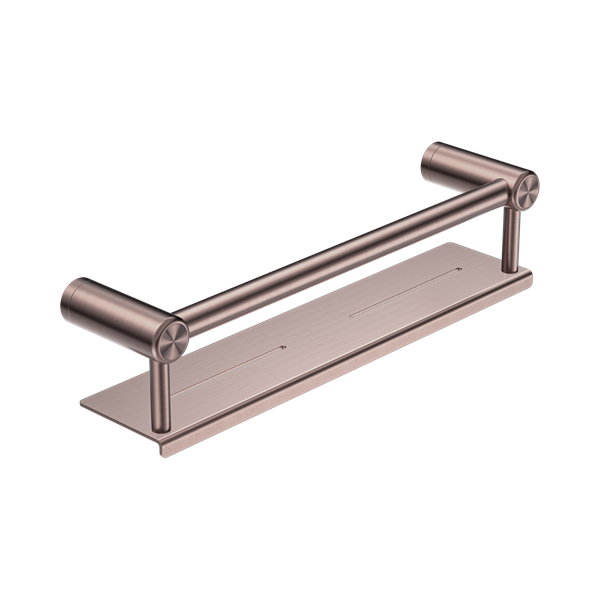 Nero Mecca Care 25mm Grab Rail With Shelf 450mm Brushed Bronze - NRCR2518CBZ