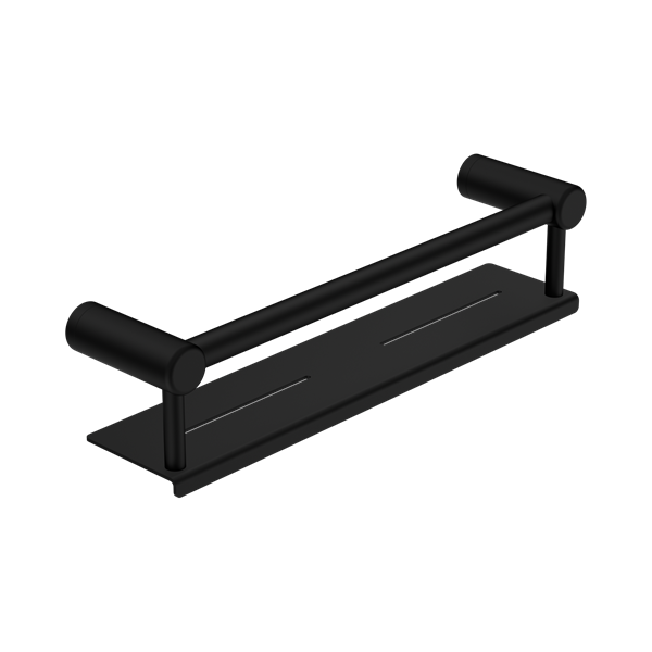 Nero Mecca Care 25mm Grab Rail With Shelf 450mm Matte Black - NRCR2518CMB