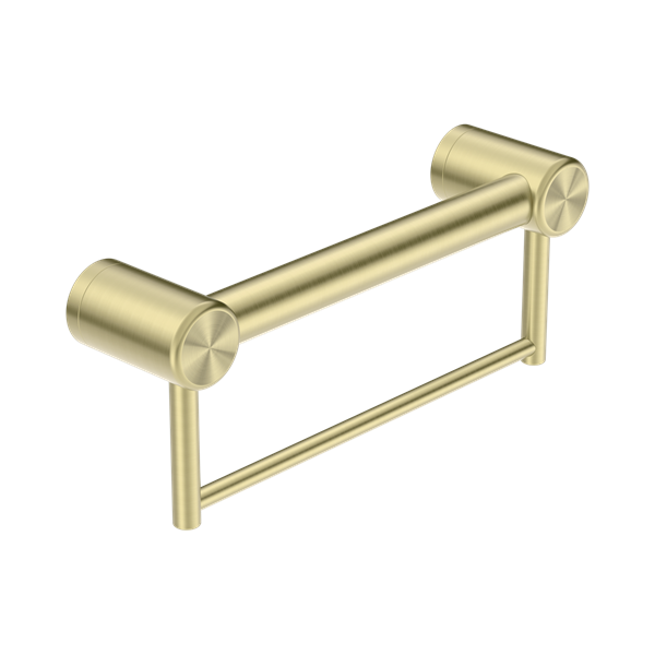 Nero Mecca Care 32mm Grab Rail With Towel Holder 300mm Brushed Gold - NRCR3212BBG