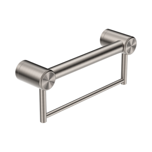 Nero Mecca Care 32mm Grab Rail With Towel Holder 300mm Brushed Nickel - NRCR3212BBN