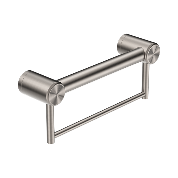 Nero Mecca Care 32mm Grab Rail With Towel Holder 300mm Brushed Nickel - NRCR3212BBN