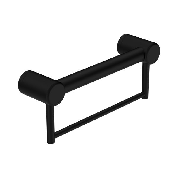 Nero Mecca Care 32mm Grab Rail With Towel Holder 300mm Matte Black - NRCR3212BMB