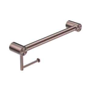 Nero Mecca Care 32mm Grab Rail With Toilet Roll Holder 450mm Brushed Bronze - NRCR3218ABZ