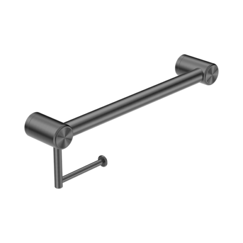 Nero Mecca Care 32mm Grab Rail With Toilet Roll Holder 450mm Gun Metal - NRCR3218AGM