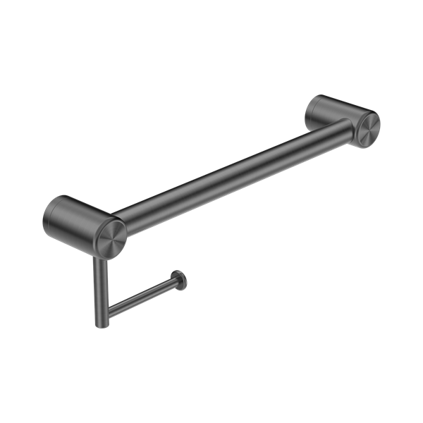 Nero Mecca Care 32mm Grab Rail With Toilet Roll Holder 450mm Gun Metal - NRCR3218AGM