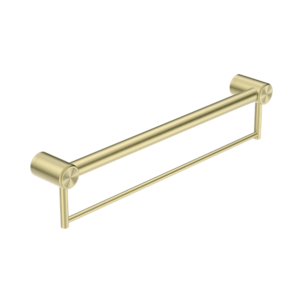 Nero Mecca Care 32mm Grab Rail With Towel Holder 600mm Brushed Gold - NRCR3224BBG