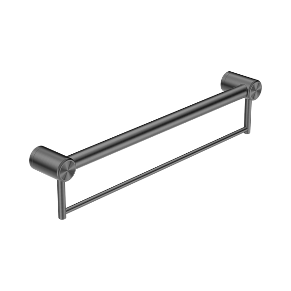Nero Mecca Care 32mm Grab Rail With Towel Holder 600mm Gun Metal - NRCR3224BGM