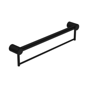 Nero Mecca Care 32mm Grab Rail With Towel Holder 600mm Matte Black - NRCR3224BMB