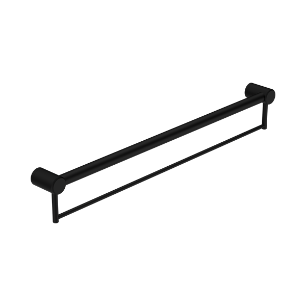 Nero Mecca Care 32mm Grab Rail With Towel Holder 900mm Matte Black - NRCR3230BMB