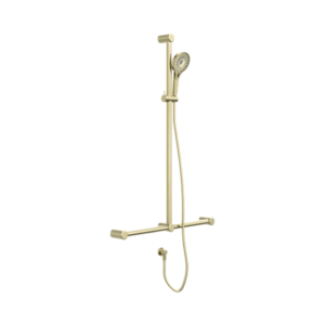 Nero Mecca Care 32mm T Bar Grab Rail And Adjustable Shower Set 1100X750mm Brushed Gold - NRCS006BG