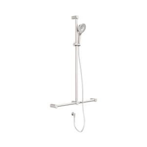 Nero Mecca Care 32mm T Bar Grab Rail And Adjustable Shower Set 1100X750mm Brushed Nickel - NRCS006BN