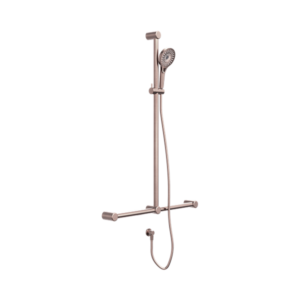 Nero Mecca Care 32mm T Bar Grab Rail And Adjustable Shower Set 1100X750mm Brushed Bronze - NRCS006BZ