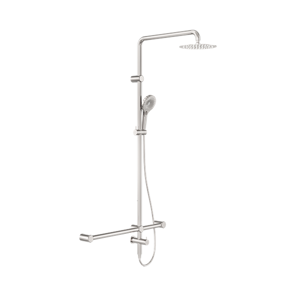 Nero Mecca Care 32mm T Bar Grab Rail 1100x 750mm Twin Shower Set Brushed Nickel - NRCS008BN
