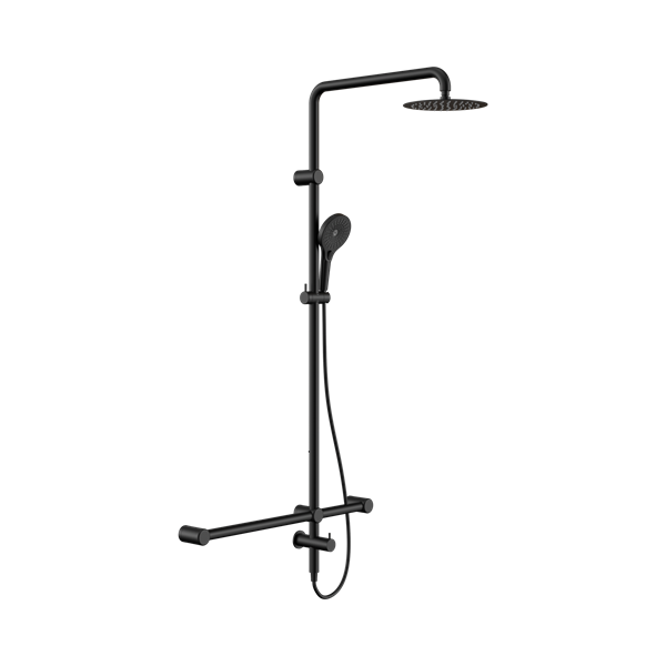 Nero Mecca Care 32mm T Bar Grab Rail 1100x 750mm Twin Shower Set Matte Black - NRCS008MB